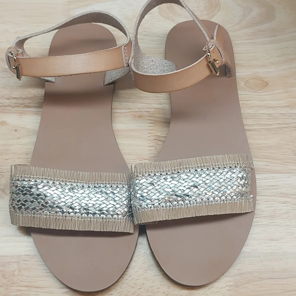 J.Crew Strappy Leather sequins summer sandals womens size 6 Boho